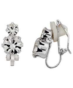 Sterling Silver Cubic Zirconia Clip On Stud Earrings