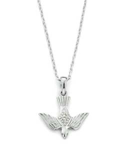 Sterling Silver Cubic Zirconia Confirmation Dove Pendant