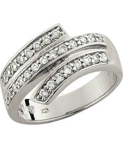 Sterling Silver Cubic Zirconia Crossover Ring