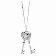 Sterling Silver Cubic Zirconia Double Key Pendant