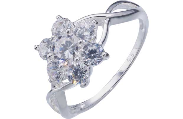 Silver Cubic Zirconia Flower Ring