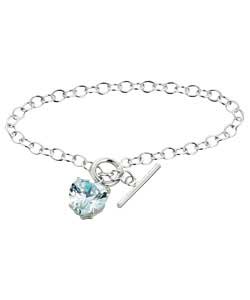 Sterling Silver Cubic Zirconia Heart Charm T-Bar