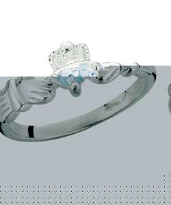 Sterling Silver Cubic Zirconia Heart Claddagh Ring