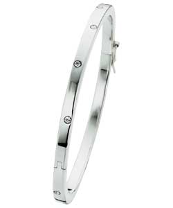 sterling Silver Cubic Zirconia Hinged Bangle