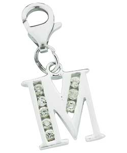 sterling Silver Cubic Zirconia Initial Charm - Other Letters