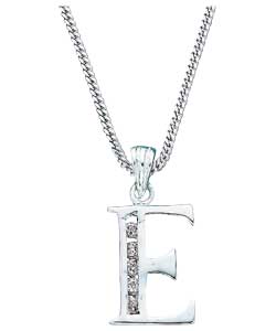 Sterling Silver Cubic Zirconia Initial E Pendant