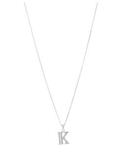 Sterling Silver Cubic Zirconia Initial Pendant -