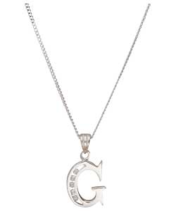 Sterling Silver Cubic Zirconia Initial Pendant