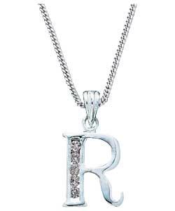 Sterling Silver Cubic Zirconia Initial R Pendant