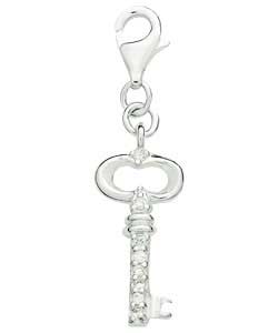 sterling Silver Cubic Zirconia Key Charm