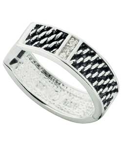 sterling Silver Cubic Zirconia Mesh Huggie Earring