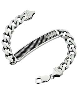 sterling Silver Cubic Zirconia Mesh ID Bracelet