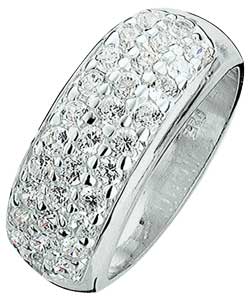 Sterling Silver Cubic Zirconia Pave Band Ring