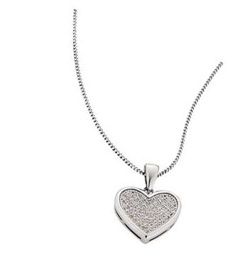 Sterling Silver Cubic Zirconia Pave Heart Pendant