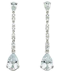 Sterling Silver Cubic Zirconia Pear Drop Earrings