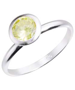 Sterling Silver Cubic Zirconia Peridot Stacker Ring