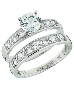 sterling Silver Cubic Zirconia Ring Set