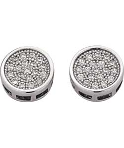 Sterling Silver Cubic Zirconia Round Pave Stud