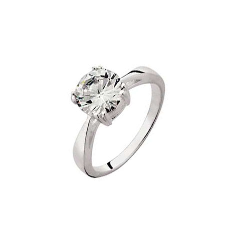 Sterling Silver Cubic Zirconia Round Solitaire
