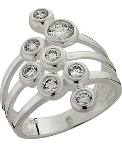 Sterling Silver Cubic Zirconia Round Tiered Ring