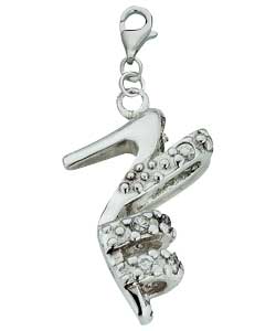 Sterling Silver Cubic Zirconia Sling Back Shoe Charm
