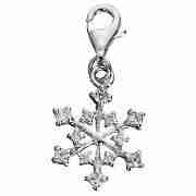 Silver Cubic Zirconia Snowflake Charm