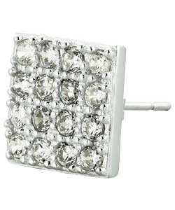 Sterling Silver Cubic Zirconia Square Stud Earring