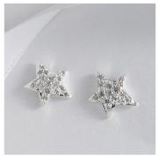 STERLING SILVER CUBIC ZIRCONIA STAR EARRINGS