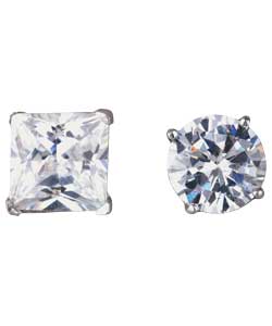 Sterling Silver Cubic Zirconia Studs - 2 Earrings