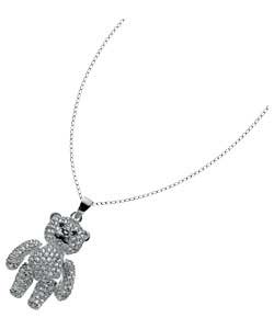 Silver Cubic Zirconia Teddy Pendant