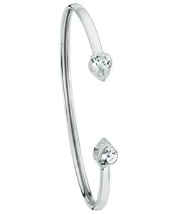sterling Silver Cubic Zirconia Torque Bangle
