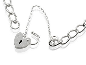 Sterling Silver Curb Bracelet And Padlock - 061882