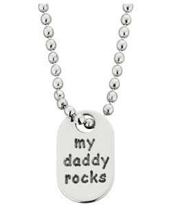 sterling Silver Daddy Rocks Dog Tag Pendant