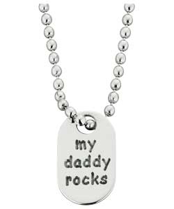 Silver Daddy Rocks Dog Tag Pendant