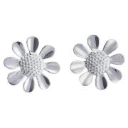 Silver Daisy Flower Stud Earrings