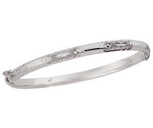 Sterling Silver Diamond Cut 5mm Hinged Bangle
