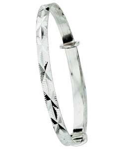 sterling Silver Diamond Cut Expander Bangle