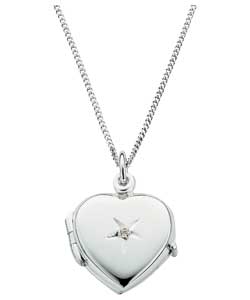 Sterling Silver Diamond Heart Locket Pendant