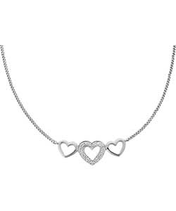 Sterling Silver Diamond Set Heart Necklace