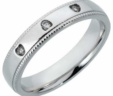 Sterling Silver Diamond Set Wedding Band - 4mm