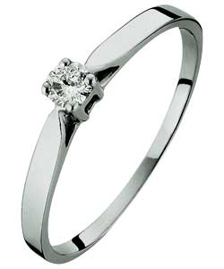 Sterling Silver Diamond Solitaire Ring
