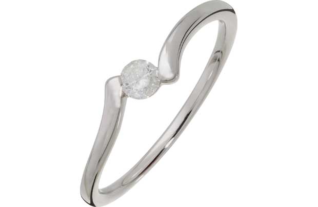 Sterling Silver Diamond Twist Shoulder Ring