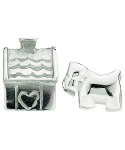 sterling Silver Dog and House Charms