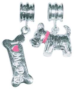 Sterling Silver Dog Bone and Scotty Dog Charms