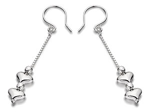 Sterling Silver Double Heart Box Chain Hook Wire