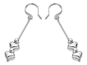 Silver Double Heart Box Chain Hook Wire