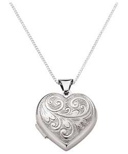 Sterling Silver Embossed Heart Locket Pendant