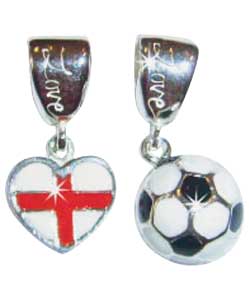 Sterling Silver Enamel Charms - Football and George Cross