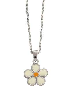 Sterling Silver Enamel Flower Pendant