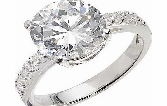 Sterling Silver Extra Large CZ Solitaire Ring -